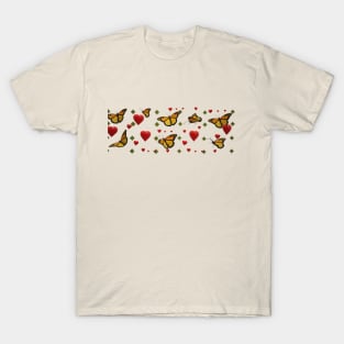 butterflys and red hearts T-Shirt